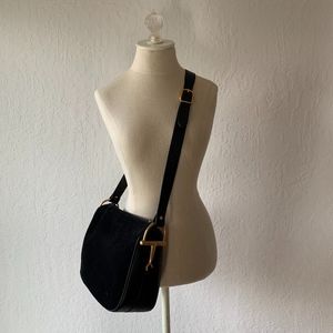 Suede Gucci Bag w/ Gold Equestrian Hardware